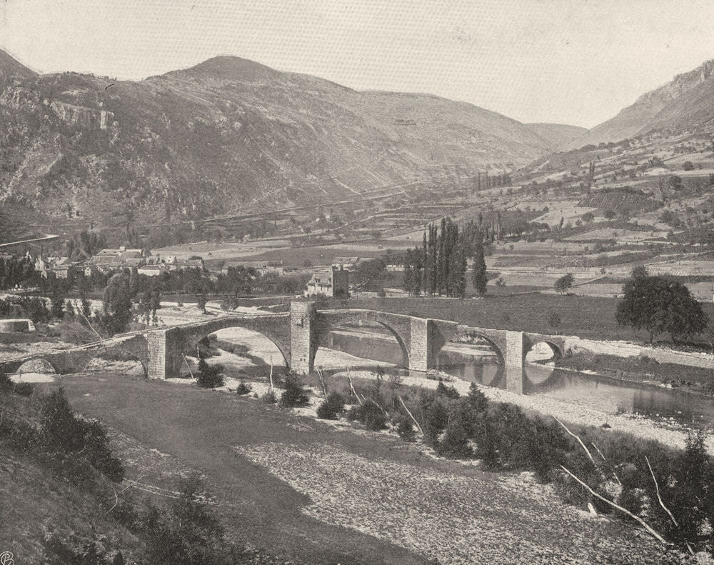 LOZÈRE. Pont de Quèzac 1903 old antique vintage print picture